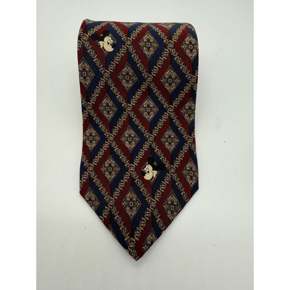 Walt Disney World Mickey Mouse Logo (Hidden Mickey) Neck Tie‎ Blue 100% Silk
